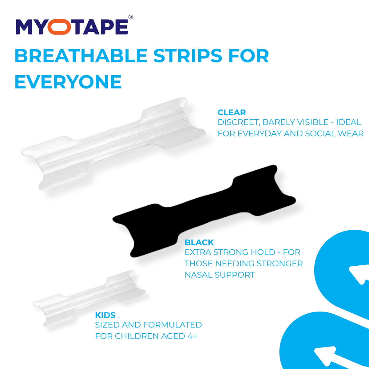 MyoTape® Nasal Strips - Adults - Black - 30 Pack